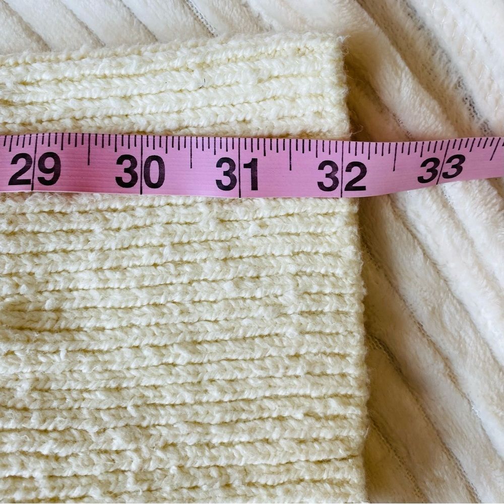 Free People Laurel Chunky Cable Knit Sweater L Ivory Oversized Collared Pullover - Picture 11 of 12